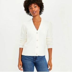 NWT LOFT Jeweled Button V-Neck Sweater size M